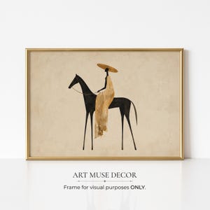 Horse Rider Modern Painting Print: Afrohemian Wall Art, Abstract Black Home Decor