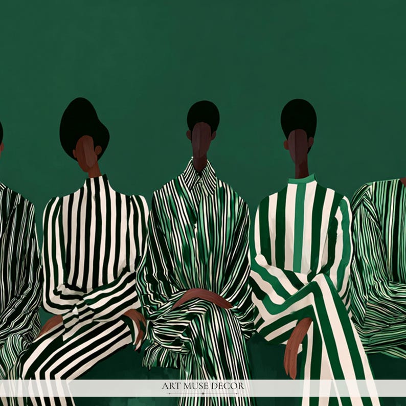 Modern Afrocentric Wall Art: Friends Black Painting, African Home Decor 画像 2