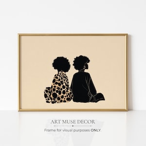 Boho Friends Afro Painting Print: Ethnic Fashion Art, Abstract Afrocentric Home Decor image 1