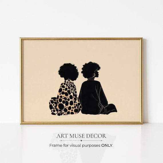 Boho Friends Afro Painting Print: Ethnic Fashion Art, Abstract Afrocentric Home Decor