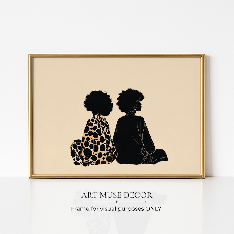 Boho Friends Afro Painting Print: Ethnic Fashion Art, Abstract Afrocentric Home Decor image 1