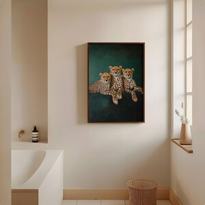 Smaragdgrüner Print Gepard: Minimalistisches Dschungeltier Poster, elegante Großkatzen Wandkunst Bild 12