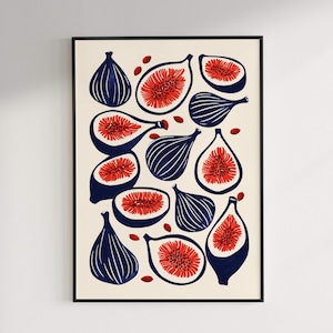 Minimalistic Figs Art Print | Moody Wall Kitchen Decor | Kitchen Figs Poster | Printable Art | Digital Download