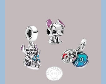 Dijes/colgantes Pandora originales de Lilo y Stitch de Disney S925 de plata de ley Ale**