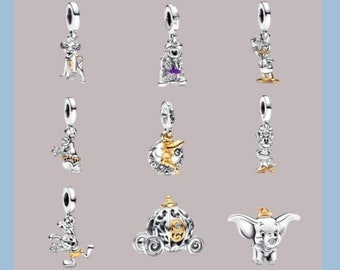 S925 Sterling Silver Pandora Charm Pendant Disney Anniversary Mickey Minnie Dumbo Fit Pandora Snake Chain Charm European Bracelet