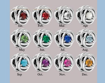 Pandora Birthstone Charms For Charm Bracelet, S925 Sterling SilverEternity Circle Charm, Beads Charms, Gemstone Crystal Charm Gift For Her