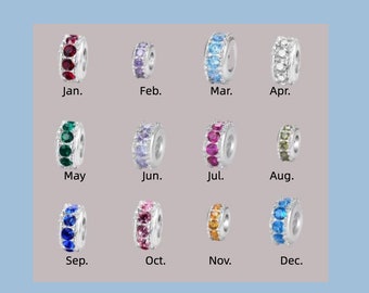 Pick 1pc Authentic Sterling Silver Birthstone Charm Cubic Zirconia Created Gemstone Bead Fit All Other Charm bracelet Women Mom Girl Gift
