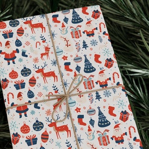 Christmas Gift Wrapping Paper | Christmas Icons Gift Wrap | Holiday Gift Wrap Paper | Gift Paper for Christmas Presents | Yule Gift Wrap