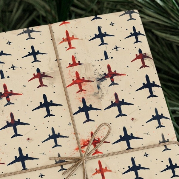 Aviation Wrapping Paper- Themed Wrapping Paper- Plane Design Gift Wrap for Flight School Graduation, Pilots, Aviation Enthusiasts