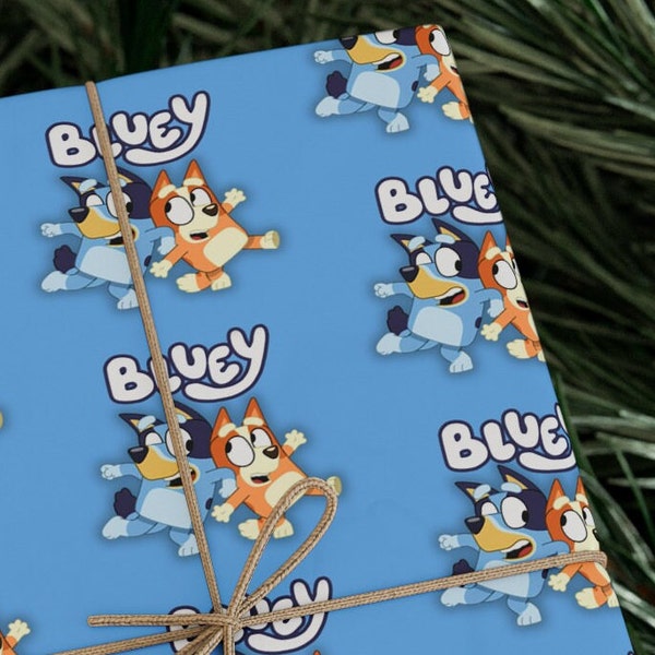 Kids' Wrapping Paper- Bluey Gift Wrapping Paper - Fun Bluey Gift Wrap for Kids' Birthday Party, Christmas or other Special Ocassions!