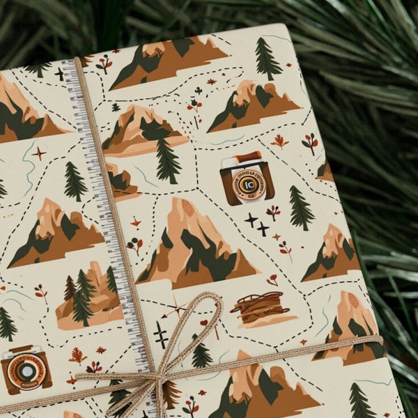 Explorer Gift Wrapping Paper | Traveler Gift Wrap | Map & Travel Gift Paper | Gift Paper for Travel Fans' Birthday Presents | Christmas Gift