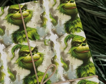 Christmas Gift Wrapping Paper | Grinch Who Stole Christmas Gift Wrap | Holiday Gift Wrap Paper | Grich Gift Paper for Christmas Presents