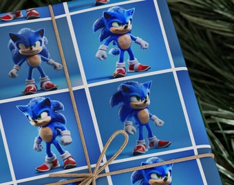 Papier cadeau Sonic the Hedgehog - Papier cadeau d'anniversaire pour enfant - Papier cadeau coloré et plein d'action pour les fans de tous âges