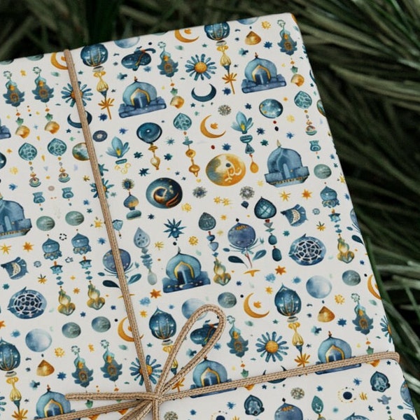 Eid Mubarak Wrapping Paper - Festive and Cultural Designs for Eid Celebrations, Perfect for Ramadan Gifts and Special Occasions like Wedding