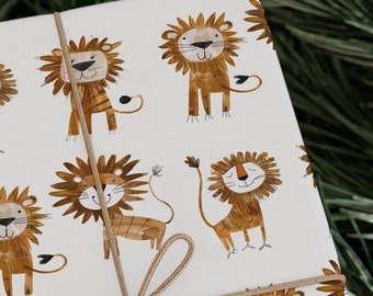 Cute Lion Wrapping Paper - Baby Shower Wrapping Paper- Fantastic For Baby Showers and Children's Birthdays and other Special Ocassions!
