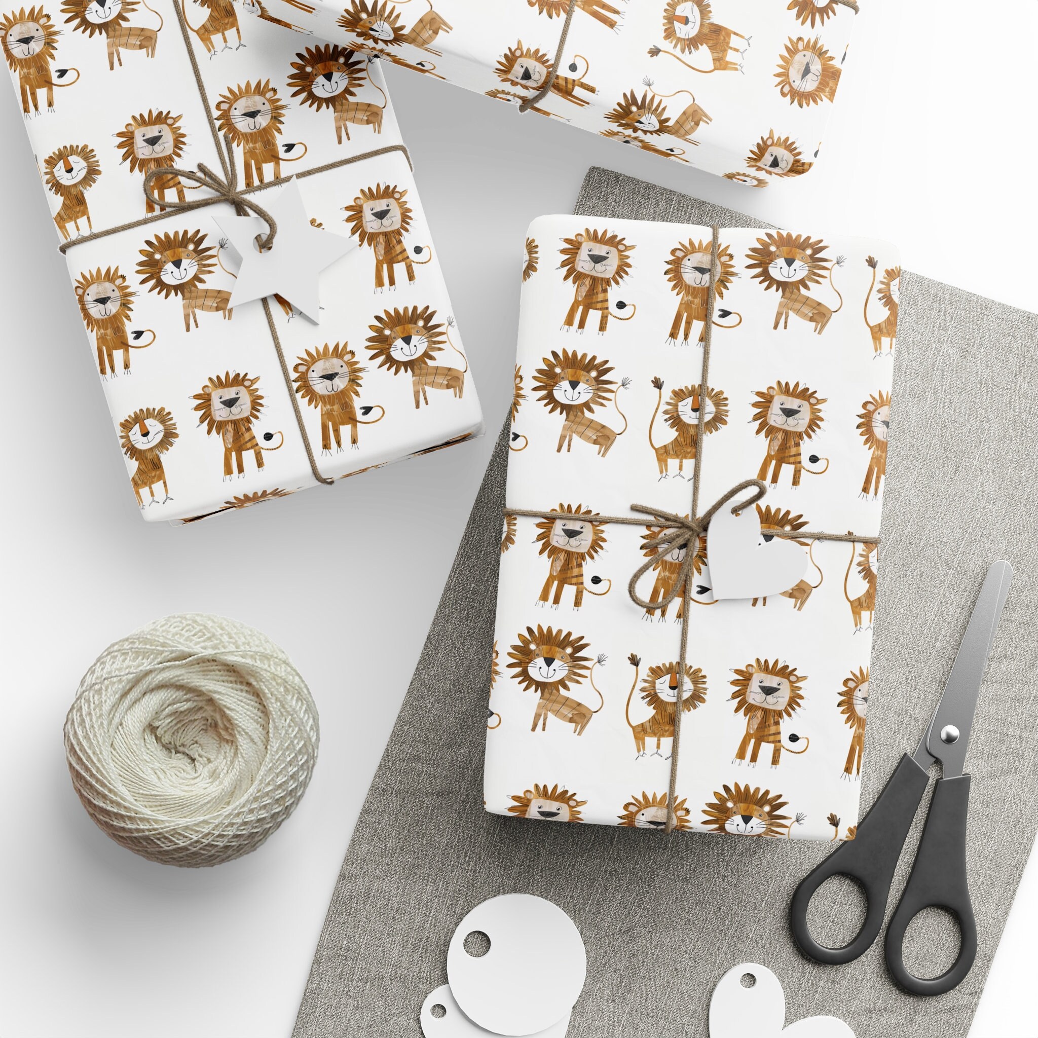 Cute Lion Wrapping Paper Baby Shower Wrapping Paper Fantastic for Baby Showers and Children's