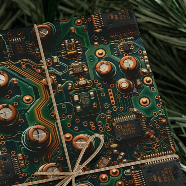 Circuit Board Wrapping Paper - Tech & Nerd Gift Wrap for Engineers, IT Professionals Birthday, Christmas