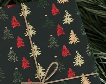 Christmas Gift Wrapping Paper | Christmas Tree Gift Wrap | Holiday Gift Wrap Paper | Gift Paper for Christmas Presents | Yule Gift Wrap