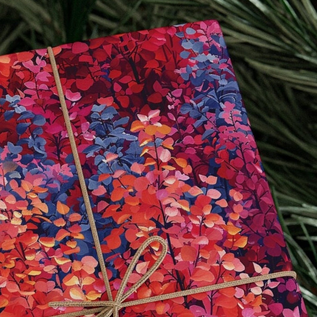 Chic Pink & Purple Leaf Wrapping Paper Designer Wrapping Trendy Tree