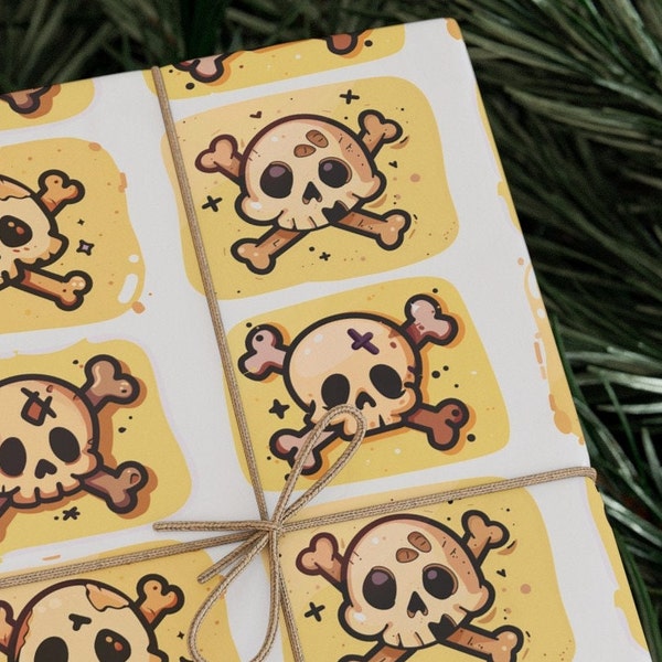 Cartoon Skull & Crossbones Wrapping Paper - A Kawaii Gift Wrap for All Occasions
