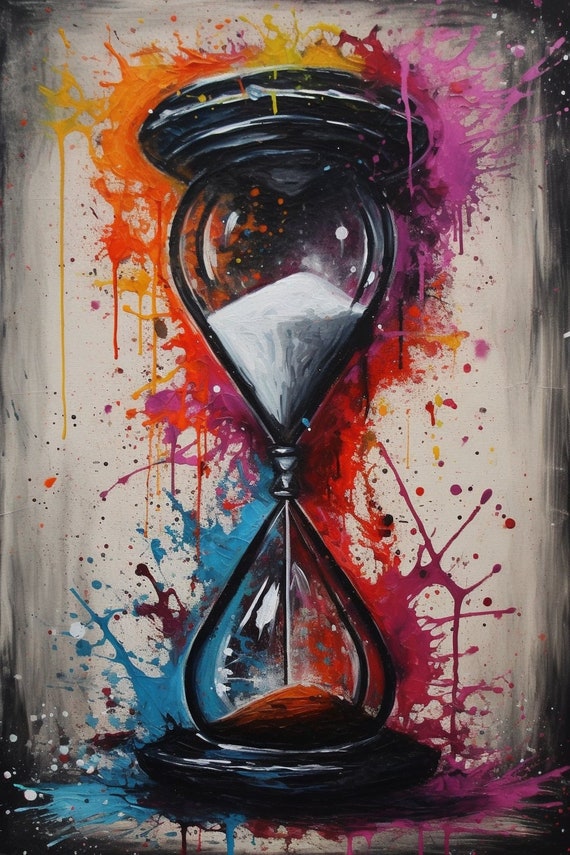 Reloj de arena Pintura de acuarela como arte AI descargable JPG Graffiti Etsy Espana