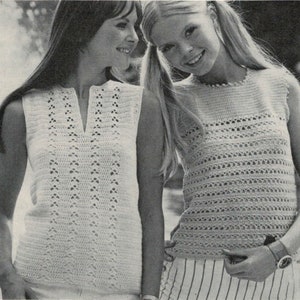 Two pretty 1960&#39;s sleeveless & short sleeve tops,  crochet patterns.