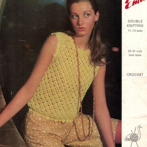 Stylish 1960&#39;s Crochet top pattern 35-41 bust sizes, double knitting yarn.