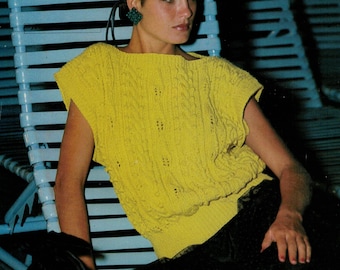 Pretty cable top vintage knitting pattern pdf. Knitted top pattern download.