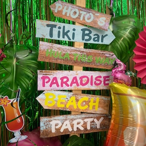 Hawaiian direction sign | Aloha party decor | Summer decoration | Instant download | Digital Pdf