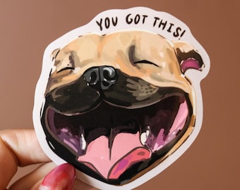 Happy Pitbull Vinyl Sticker: Dog Laptop Decal