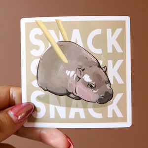 Vinylsticker snack nijlpaard: laptopsticker Chonky Pygmy nijlpaard