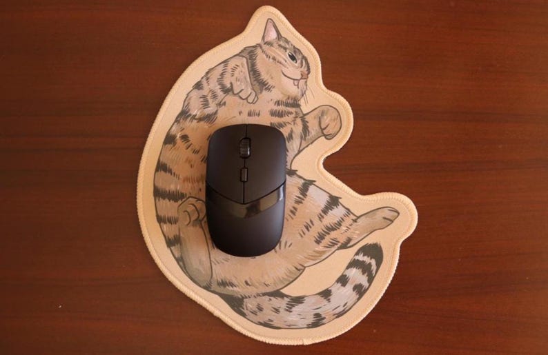 Chonky Orange Katze Mousepad 26 x 15 cm | Rand gesäumt | Rutschfeste Gummiunterseite | Katzenliebhaber Tabby cat
