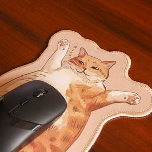 Chonky Orange Katze Mousepad 26 x 15 cm | Rand gesäumt | Rutschfeste Gummiunterseite | Katzenliebhaber Bild 5