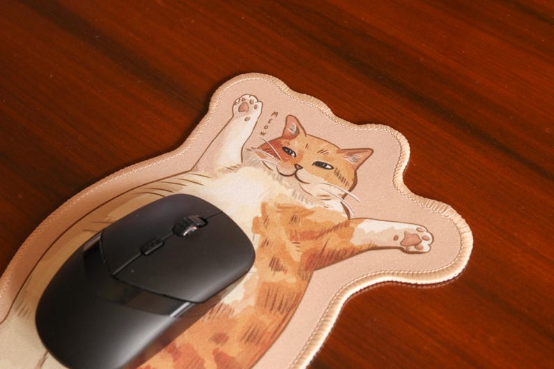 Chonky Orange Katze Mousepad 26 x 15 cm | Rand gesäumt | Rutschfeste Gummiunterseite | Katzenliebhaber Bild 5