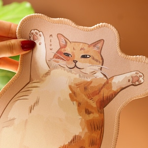Chonky Orange Katze Mousepad 26 x 15 cm | Rand gesäumt | Rutschfeste Gummiunterseite | Katzenliebhaber Bild 3
