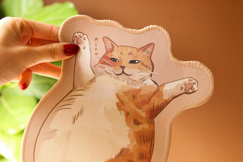 Chonky Orange Katze Mousepad 26 x 15 cm | Rand gesäumt | Rutschfeste Gummiunterseite | Katzenliebhaber Bild 3