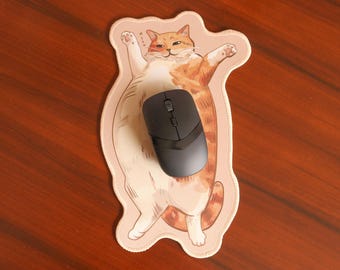 Chonky Orange Cat Mousepad 26x15cm | Seamed edge | Non-slip rubber base | Cat lovers