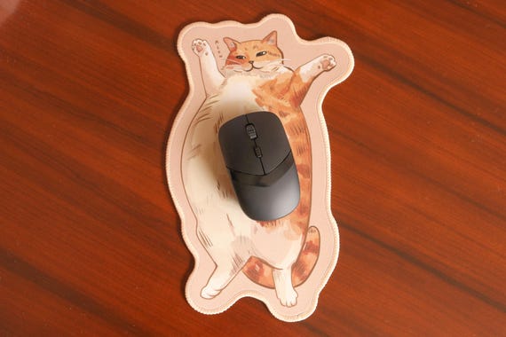 Chonky Orange Cat Mousepad 26x15cm | Seamed edge | Non-slip rubber base | Cat lovers