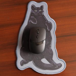 Chonky Orange Katze Mousepad 26 x 15 cm | Rand gesäumt | Rutschfeste Gummiunterseite | Katzenliebhaber Black cat