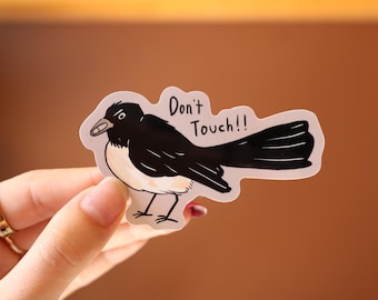 Angry Willie Wagtail Vinyl Sticker: Don't Touch Laptop Decal