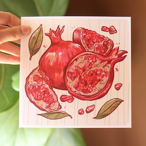 Pomegranate Art Print | Mini Print - 15cmx15cm | Pomegranate Postcard | Wall Art