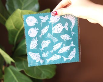 Fish Print Microfibre Cleaning Cloth: Smudge-Free Glasses & Screens