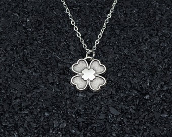 Four Leaf Clover Men Women Silver Necklace Personalizable Different Chain Types Unisex Luck Pendant Happy Mothers Day Gift Box Handmade