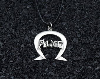 Alice Madness Returns Horseshoe Men Women Silver Necklace Personalizable Different Chain Types Unisex Wonderland Pendant Mothers Day Gift