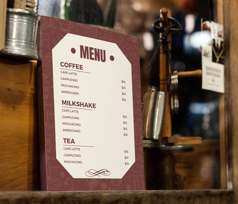 Coffee Shop Printable Template Menu Editable in CANVA , DIY Coffee Shop ...