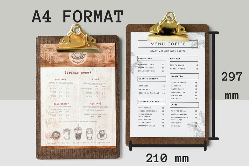 Coffee Shop Printable Template Menu Editable in CANVA , DIY Coffee Shop ...