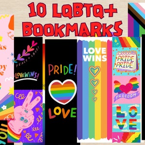 Lqbtq Bookmarks Template Printable - 10Pcs Digital | Pride Bookmark | 6in bookmarks | Lqbtq+ Bookmarks Pack | Lqbt Trans Gay bookmark