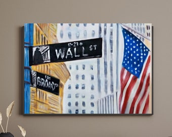 Pintura acrílica sobre lienzo Wall Street: Sueños del desierto pintado a mano sobre lienzo