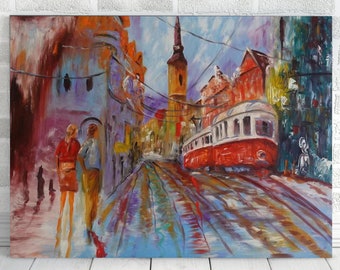 Acrylic Painting of Lisbon Tram: Capturing the Charm of Portugal's Capital