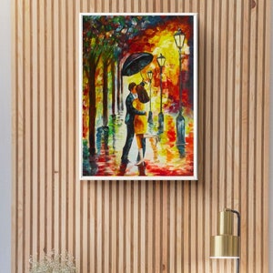 Dance in the Rain A Romantic Encounter Original Acrylic Painting on Canvas image 3